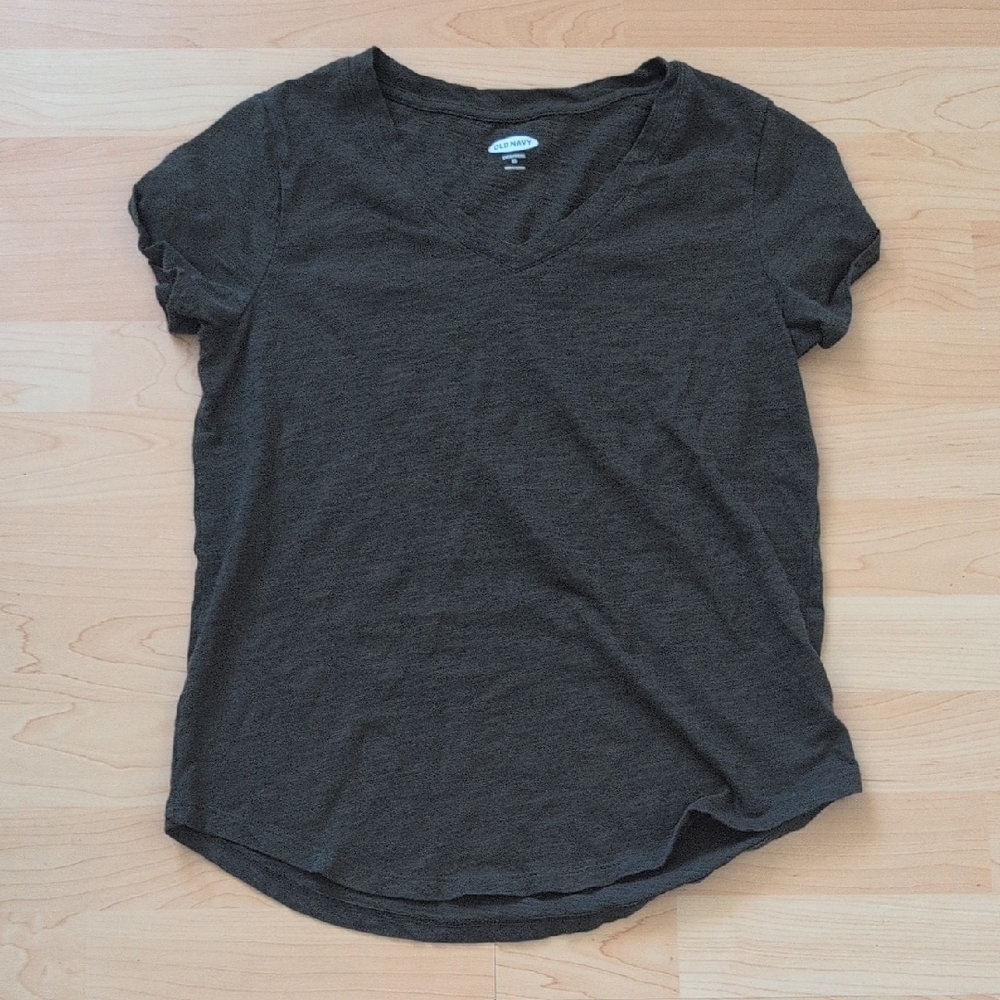 Old Navy Women's Dark Green V-Neck Tee